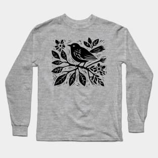 Lino Cut Bird Long Sleeve T-Shirt